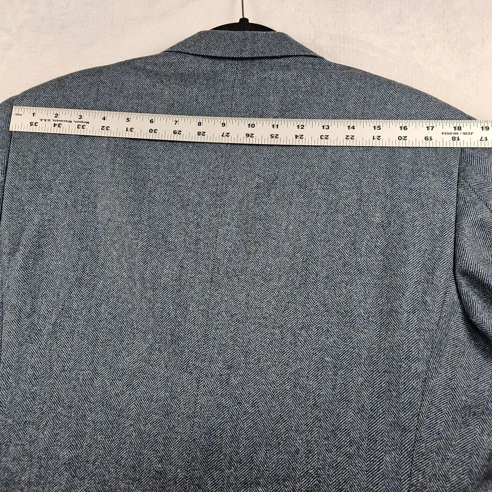 Canali 1934 Blazer 40R Wool Cashmere Herringbone Flannel Aqua Sport Coat L 13290